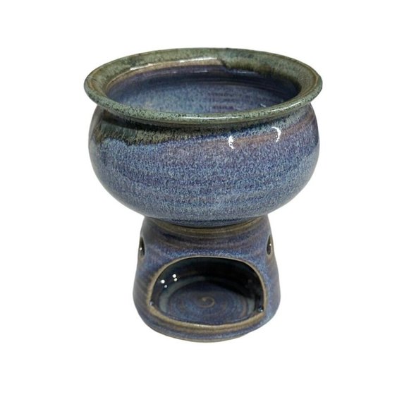 Springer Studio Art Pottery Candle Holder Drip Glaze Tealight Oil Burner Signed - Picture 2 of 8